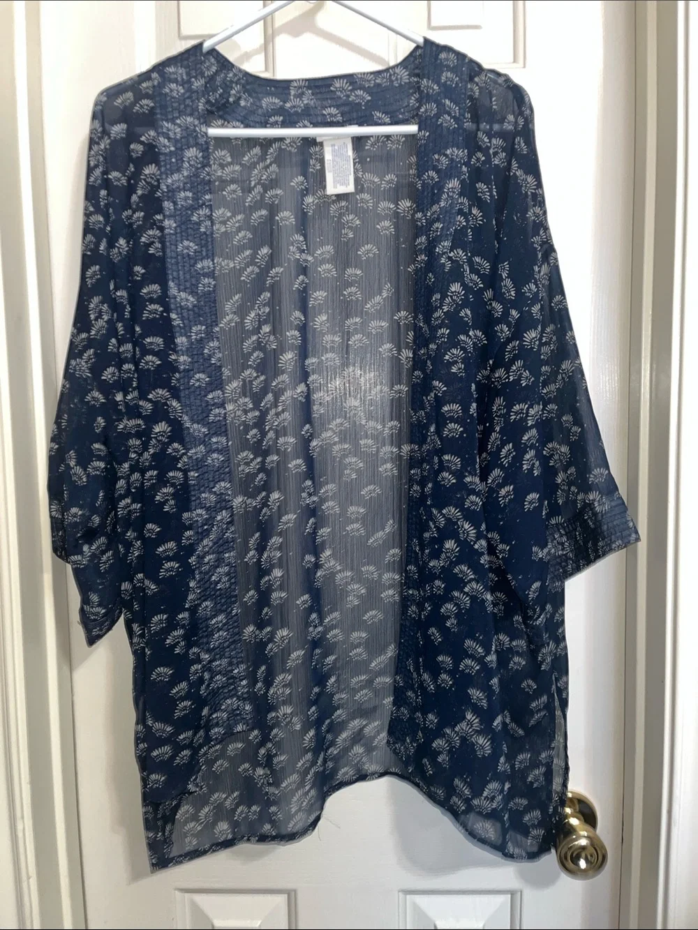 Lucky Brand Navy Sheer Floral Kimono Cardigan OSFM - Picture 4 of 9